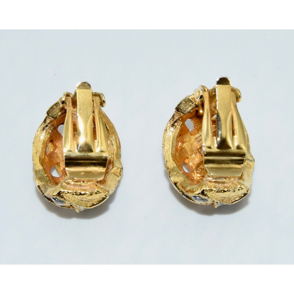 KJL KENNETH JAY LANE Gold ToneRhinestone Dome Clip Earrings - Picture 6 of 9
